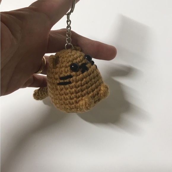 Handmade Accessories - Handmade Brown Crocheted Cat Keychain new
